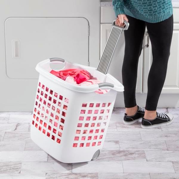 Sterilite 1.75 Bushel Ultra Wheeled Laundry Basket – White