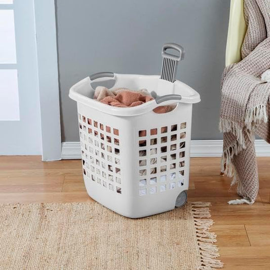 Sterilite 1.75 Bushel Ultra Wheeled Laundry Basket – White