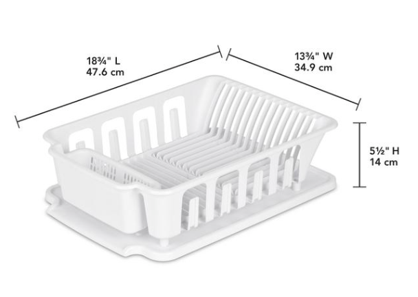 STERILITE 2-Piece Large Sink Set Dish Rack Drainer, White