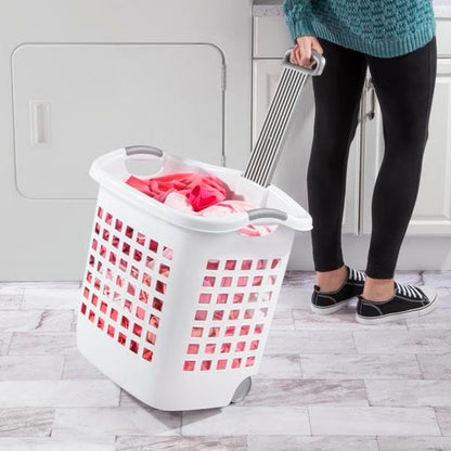 Sterilite 1.75 Bushel Ultra Wheeled Laundry Basket – White