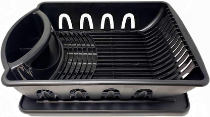 STERILITE 2-Piece Large Sink Set Dish Rack Drainer, Black
