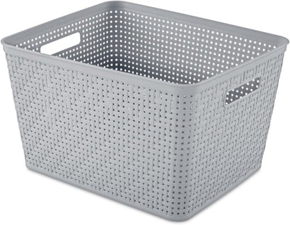 Sterilite Woven Storage Baskets with Handles – Cement