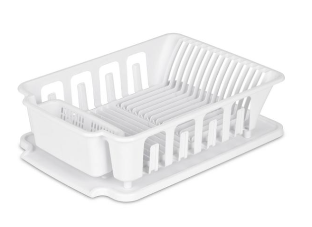 STERILITE 2-Piece Large Sink Set Dish Rack Drainer, White