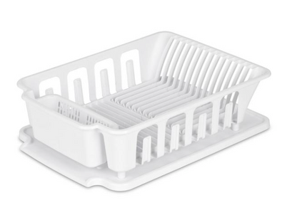 STERILITE 2-Piece Large Sink Set Dish Rack Drainer, White
