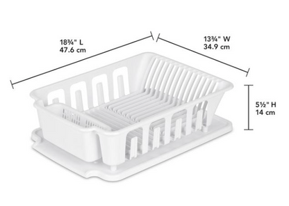 STERILITE 2-Piece Large Sink Set Dish Rack Drainer, White